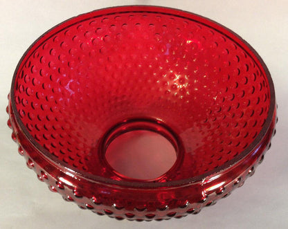 New 10" Ruby Red Stained Hobnail Glass Student Lamp Shade, Crimp Top, USA SH150R