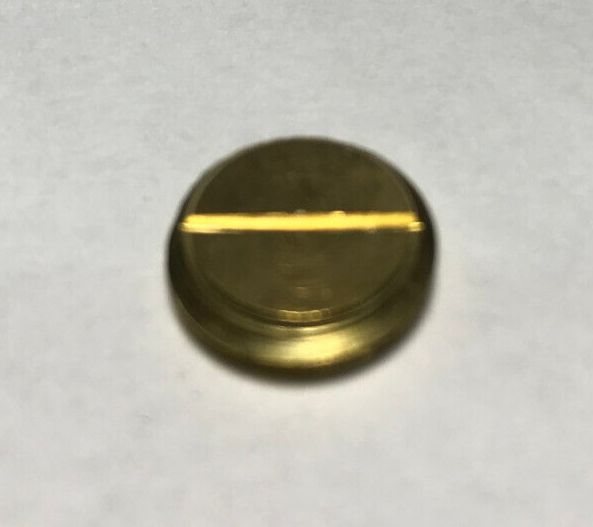 New Unfinished Brass Slotted Plug or Cap, 1/4M Thread, (1/2" Diameter),#BP174U
