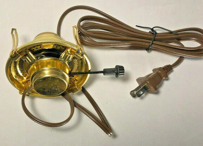 New Solid Brass #2 Queen Anne Electric Lamp Burner With 6 ft. Brown Cord #EB211 - Stone Door Lamps