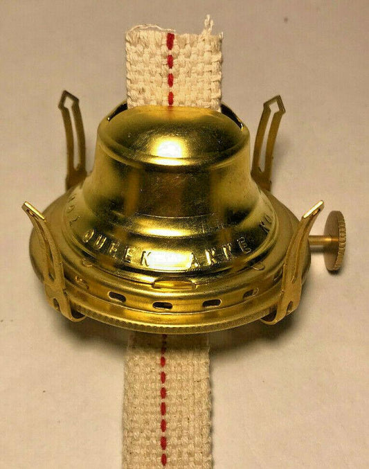 New #2 Solid Brass Queen Anne Oil Lamp Burner W/ Wick, For 3" Base Chimney OB622 - Stone Door Lamps