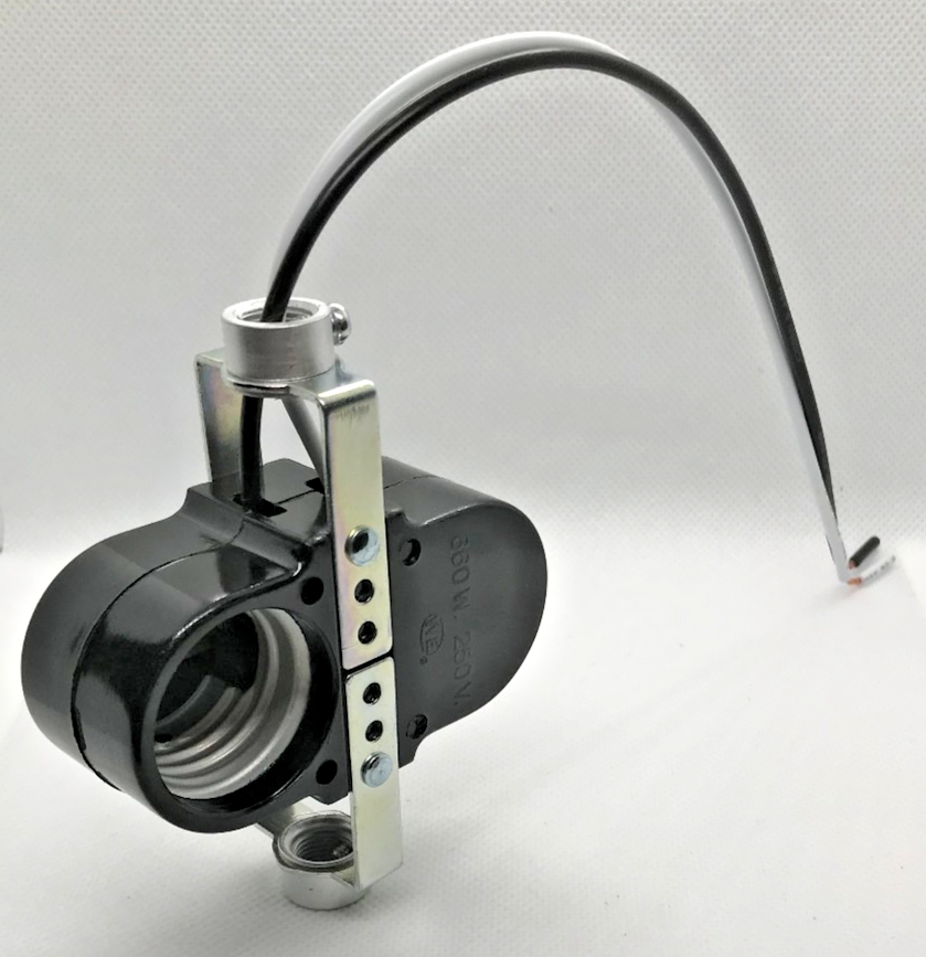 New Phenolic 2 Light Edison Base Twin Socket Offset Cluster, 8" Wire Leads SC701