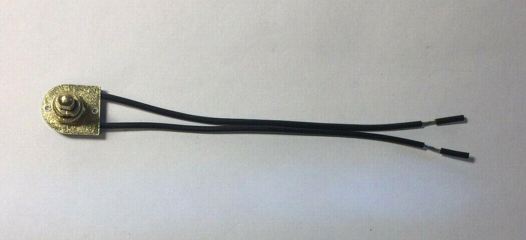 New On/Off Brass Plated Push Canopy Switch, 5/8" Shank, 6" Long Wire Leads CS407 - Stone Door Lamps