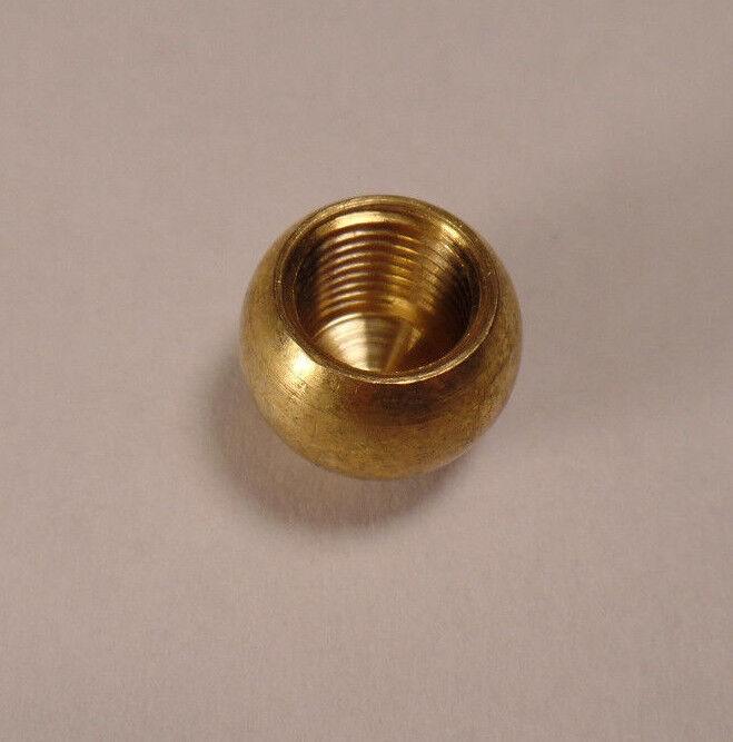 New 5/8" Diameter Brass Ball Finial, Cap, Unfinished Brass, 1/8F Tap #BF005U - Stone Door Lamps