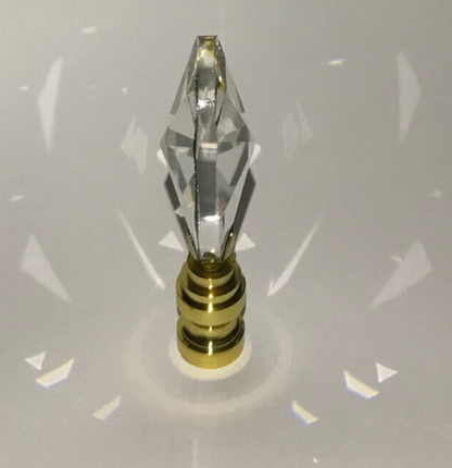 New 2 3/4" Lead Crystal Lamp Finial With Brass Base, 1/4-27F Tap, #CF141