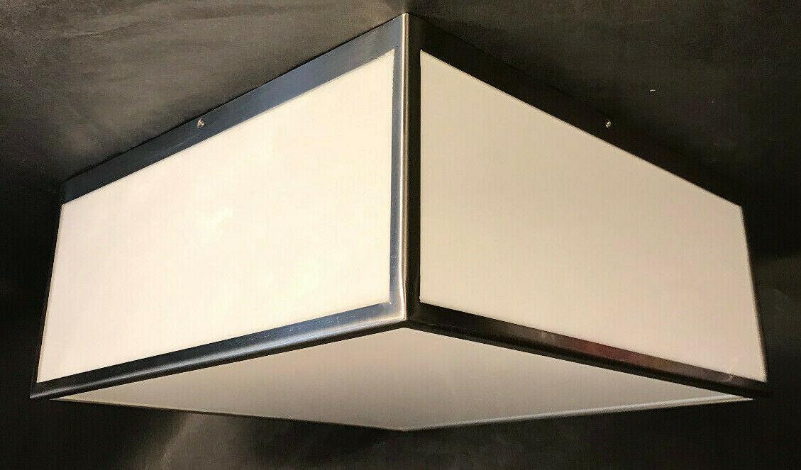 New Nuvo Lighting Crate LED 14" Brushed Nickel Flush Light Fixture Acrylic Panel - Stone Door Lamps