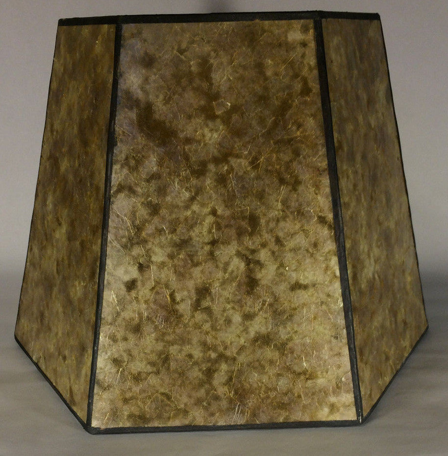 9" x 14" x 10" Golden Hexagon Style Mica Bridge Floor Lamp Shade #MS704GLD