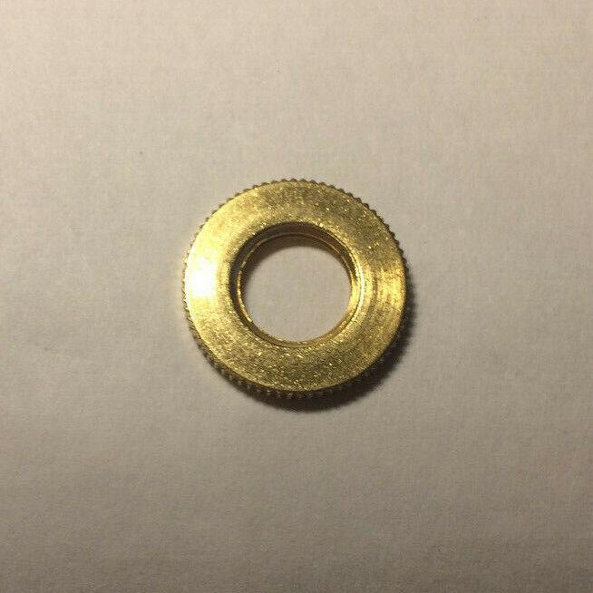 New Burnished & Lacquered Brass Knurled Locknut, 1/8F Threads, 3/4" O.D. #LN720 - Stone Door Lamps