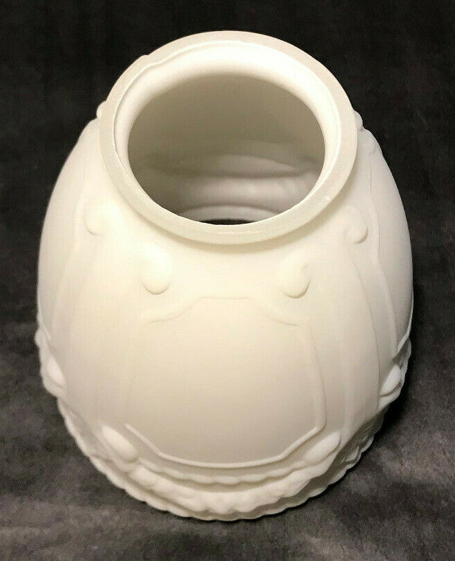 New Satin White Early Style Embossed Wreath Fixture Shade, 2 1/4" Fitter, #FS407