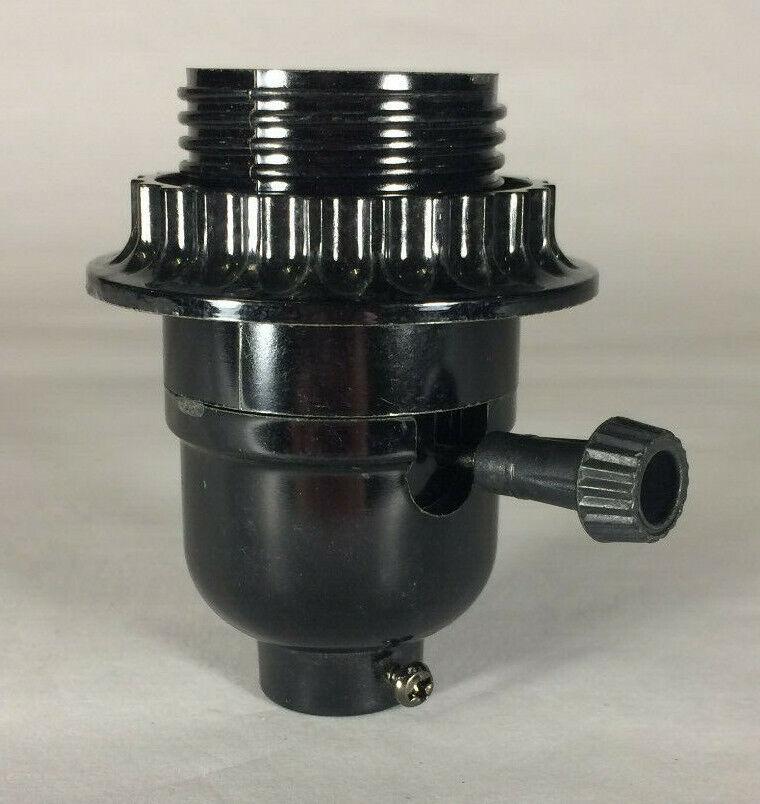 New Phenolic Bakelite 3 - Way Knob Lamp Socket With Threaded Shell and Ring #685 - Stone Door Lamps