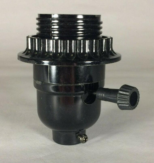 New Phenolic Bakelite 3 - Way Knob Lamp Socket With Threaded Shell and Ring #685 - Stone Door Lamps
