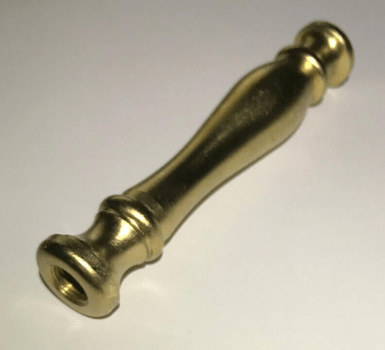 New 4 1/8" Turned Brass Lamp Spindle, 1/8F (3/8"), Polished & Lacquered #LS943 - Stone Door Lamps