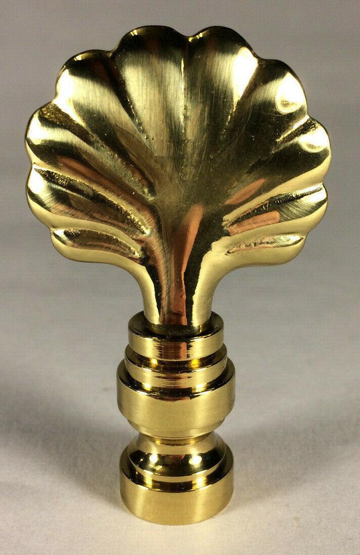 New 2 1/8" Solid Brass Scallop Shell Lamp Harp Finial Polished & Lacquered LF158 - Stone Door Lamps