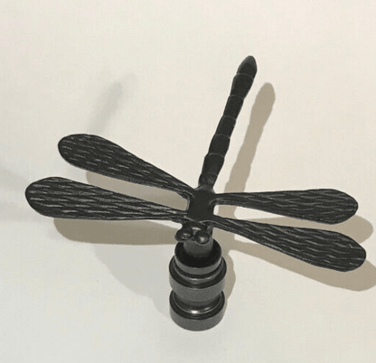 New 2" Cast Metal Dragonfly Lamp Finial, Bronze Finish, 1/4 - 27F, #LF241B - Stone Door Lamps