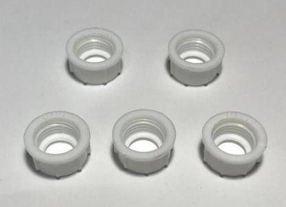 New, Lot of 5, White Bakelite (Plastic) Lamp Cord Bushings, 1/8F Tap (3/8") #905