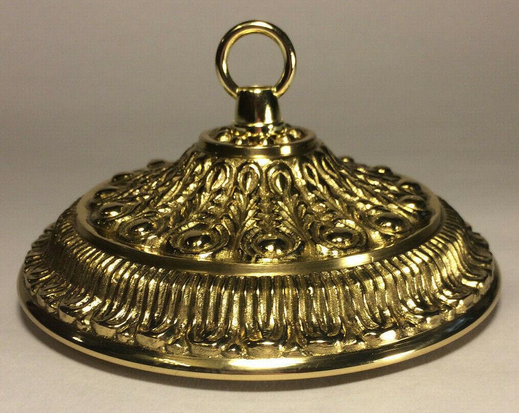 New Cast Brass Canopy Kit w/ Loop, Polished Brass Finish, 5 1/4" Diameter #BC804 - Stone Door Lamps