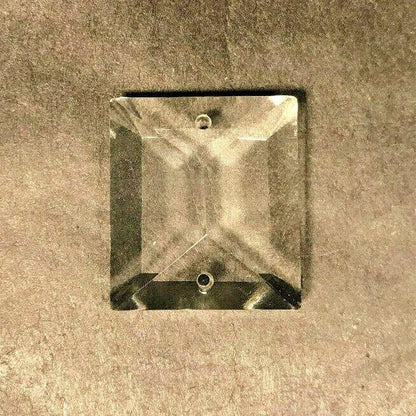 New 1" Clear Crystal Square Top Bead For Colonial Prisms w/ 2 Holes #PB045 - Stone Door Lamps