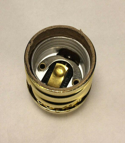 New Short Keyless Lamp Socket, Medium Base (E26), Brass Plated, U.L. #CS348 - Stone Door Lamps