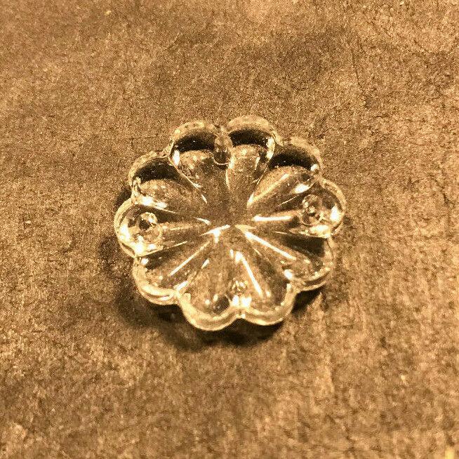 New 2/3" (20mm) Clear Pressed Glass Rosette w/ 4 Holes, Chandelier Part, #GR038