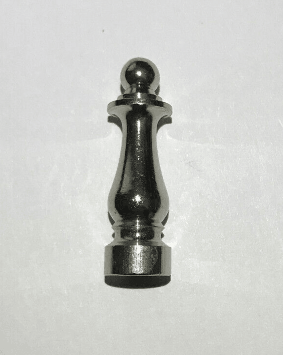 New 1 1/2" Column Style Brass Lamp Finial, Nickel Plated Finish, 1/4 - 27F, BF950N - Stone Door Lamps