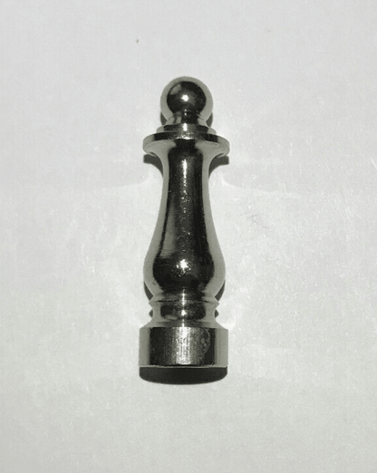 New 1 1/2" Column Style Brass Lamp Finial, Nickel Plated Finish, 1/4 - 27F, BF950N - Stone Door Lamps