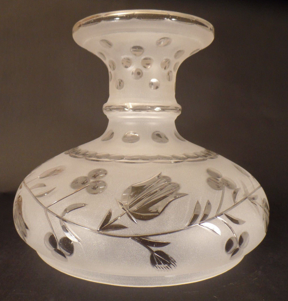 New Astral / Solar Lamp Shade, Hand Cut Engraved Bell Flower Design, 10" Fitter