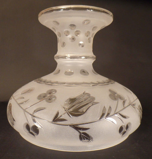 New Astral / Solar Lamp Shade, Hand Cut Engraved Bell Flower Design, 10" Fitter