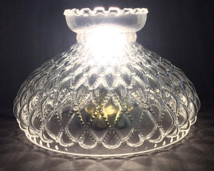 10" Clear Glass Diamond Quilted Quilt Oil Kerosene Lamp Shade fits Aladdin SH401