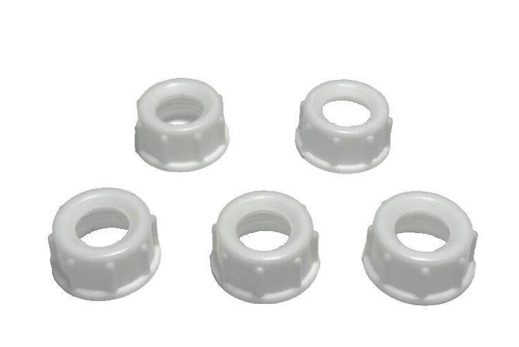 New, Lot of 5, White Bakelite (Plastic) Lamp Cord Bushings, 1/8F Tap (3/8") #905