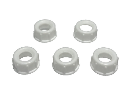 New, Lot of 5, White Bakelite (Plastic) Lamp Cord Bushings, 1/8F Tap (3/8") #905