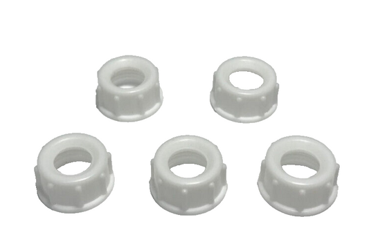 New, Lot of 5, White Bakelite (Plastic) Lamp Cord Bushings, 1/8F Tap (3/8") #905