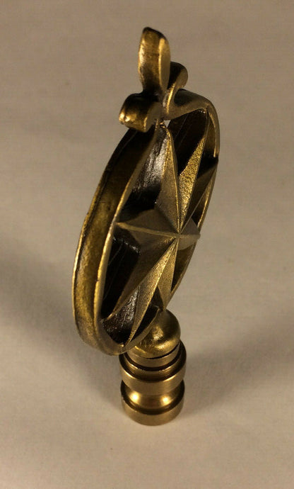 New 3 1/8" Cast Metal Lamp Harp Finial With Antique Finish, 1/4-27F Tap LF026A