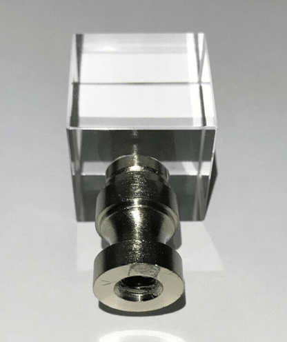 New Clear Crystal Cube Lamp Finial, Satin Nickel Brass Base, 1 3/4" ht., 1/4 - 27 - Stone Door Lamps