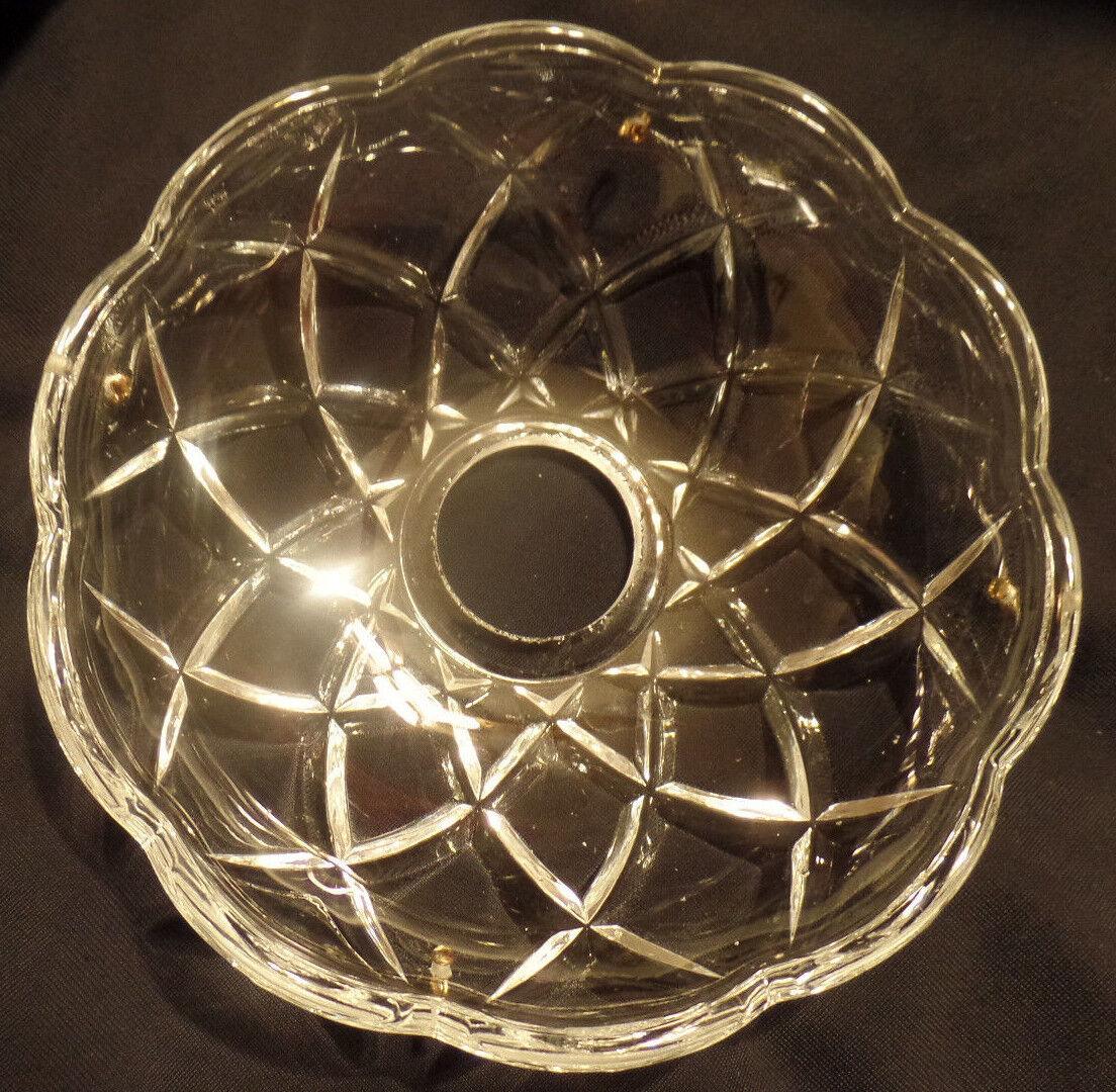 NEW 4" Pressed Glass Round Lamp Prism Chandelier Bobeche w/ 4 Brass Pins #BB900 - Stone Door Lamps