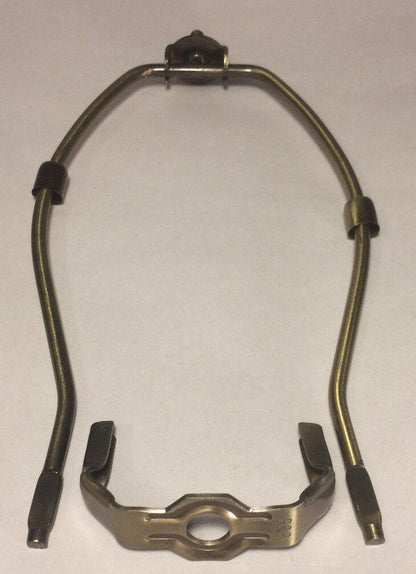 6" Heavy Duty Antique Finish Brass Lamp HARP Shade Holder + Base, Lamp Repair - Stone Door Lamps