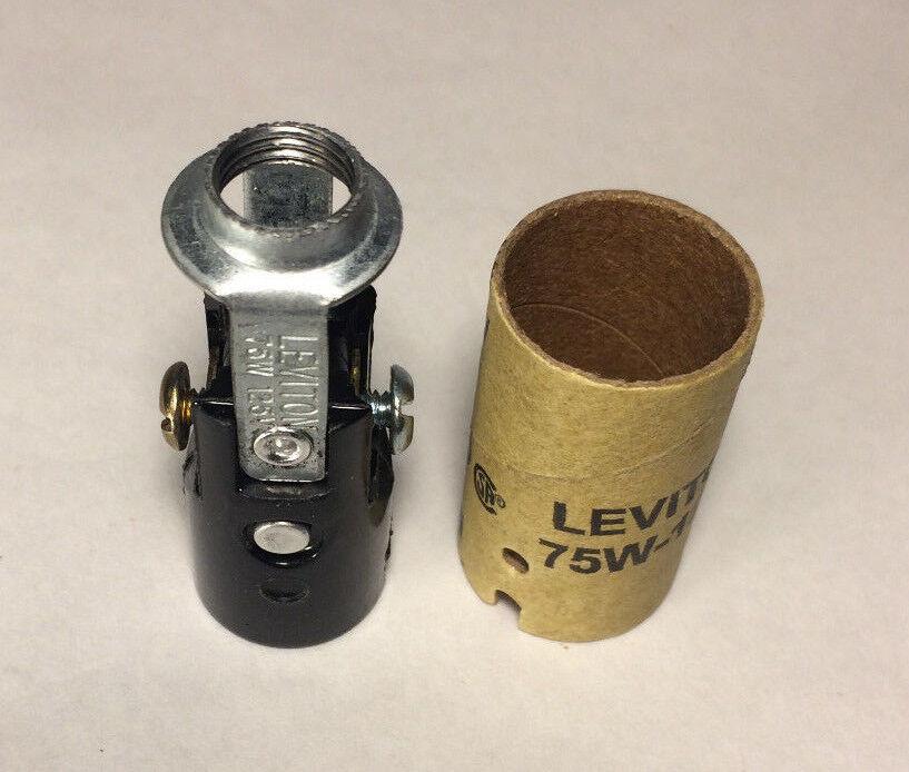 New 2 1/16" Short Keyless Leviton Candelabra Phenolic Socket w/ Hickey UL #SO217 - Stone Door Lamps