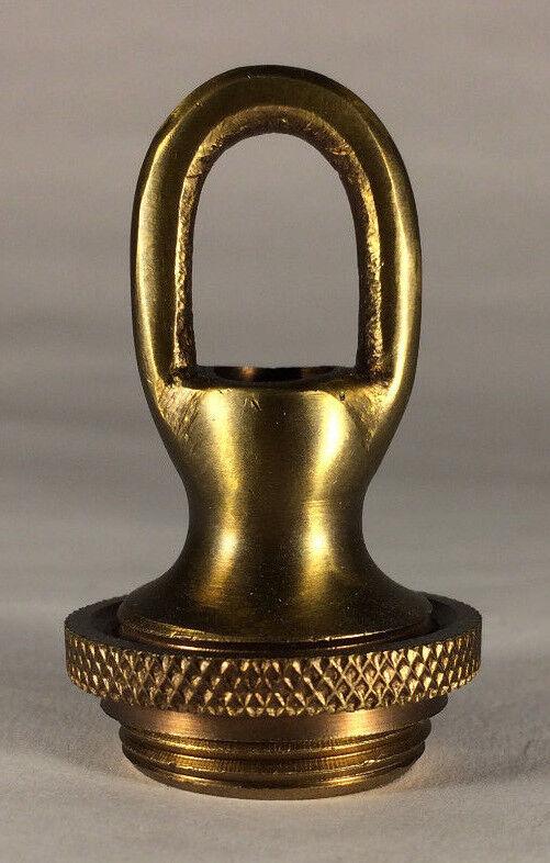 New 1 3/4" Antique Brass Screw Collar Loop Lamp Part With Wire Way, 1/4F Tap - Stone Door Lamps