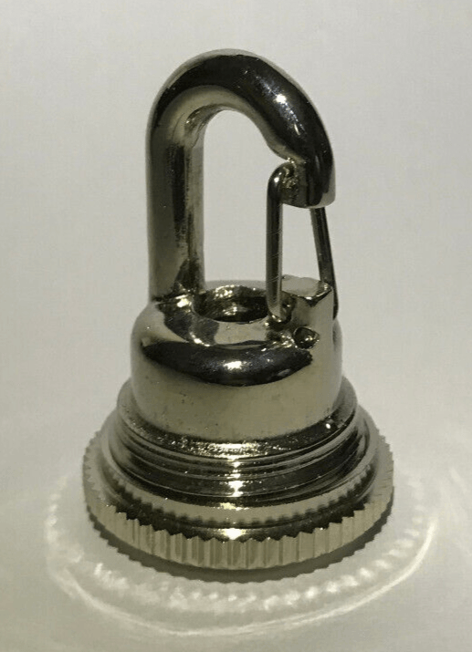 New 1 3/4" Cast Brass Fast Snap Hook Screw Collar Canopy Loop, Polished Nickel - Stone Door Lamps