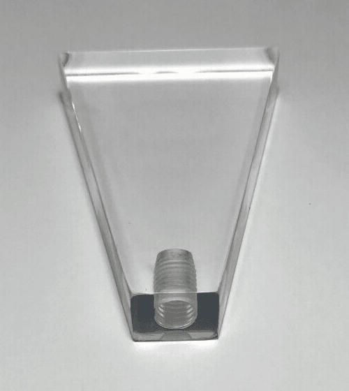 New Clear Acrylic Flat Triangle Lamp Harp Finial, 2 1/8" ht. 1/4 - 27F Tap (1/4") - Stone Door Lamps