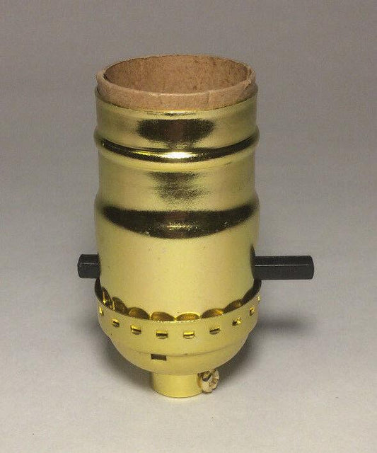 Push Thru Lamp Socket standard size Light Bulbs Brass Plated Shell Reg. Cap #341