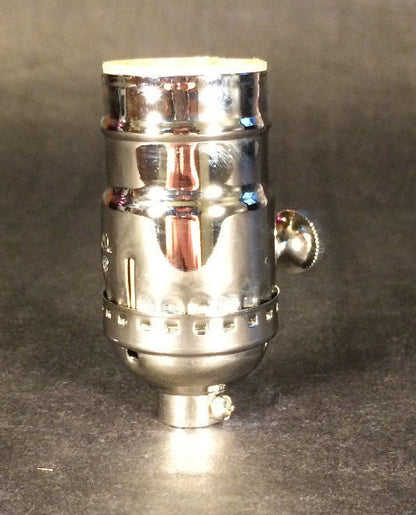 New 3-Way Turn Knob Lamp Socket Nickel Plated Solid Brass Industrial Style #273N