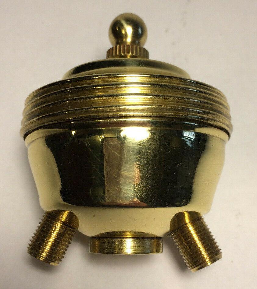 New Brass Cluster Head Lamp Part, 2 Light, 1/8F Tap, Polished & Lacquered #CH458 - Stone Door Lamps