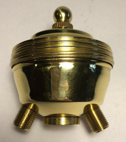 New Brass Cluster Head Lamp Part, 2 Light, 1/8F Tap, Polished & Lacquered #CH458 - Stone Door Lamps
