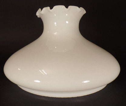 New 10" Opal White Milk Glass Tam - O - Shanter Lamp Shade, Crimped Top, USA, #SH101 - Stone Door Lamps