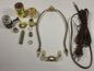Table Lamp Wiring Kit With 8" Brass Plated Harp, 3 Way Socket, 8 ft. Brown Cord