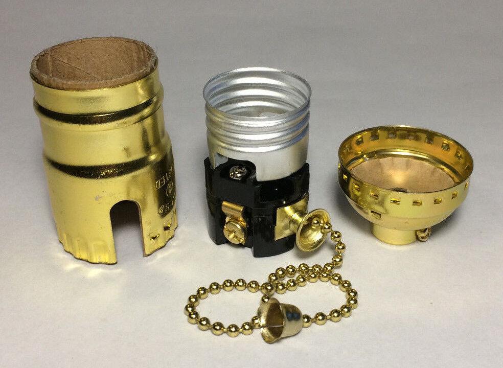 Brass Plated Pull Chain Socket for Standard Size Light Bulbs Lamp Part #320 - Stone Door Lamps