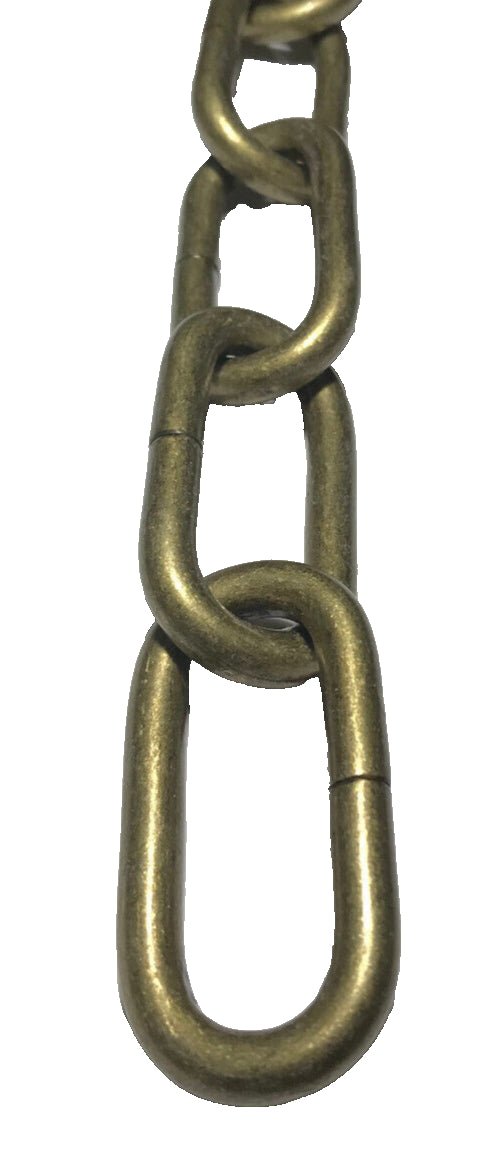 New 3 ft 0 Gauge Oval Steel Chandelier Fixture Heavy Chain, Antique Brass Finish - Stone Door Lamps