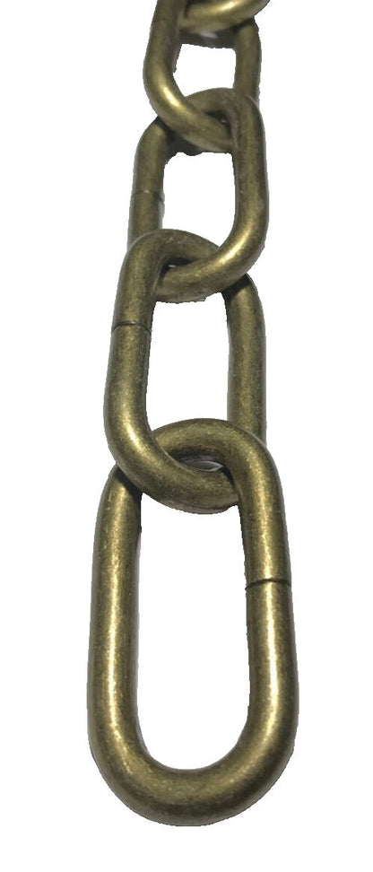 New 3 ft 0 Gauge Oval Steel Chandelier Fixture Heavy Chain, Antique Brass Finish - Stone Door Lamps