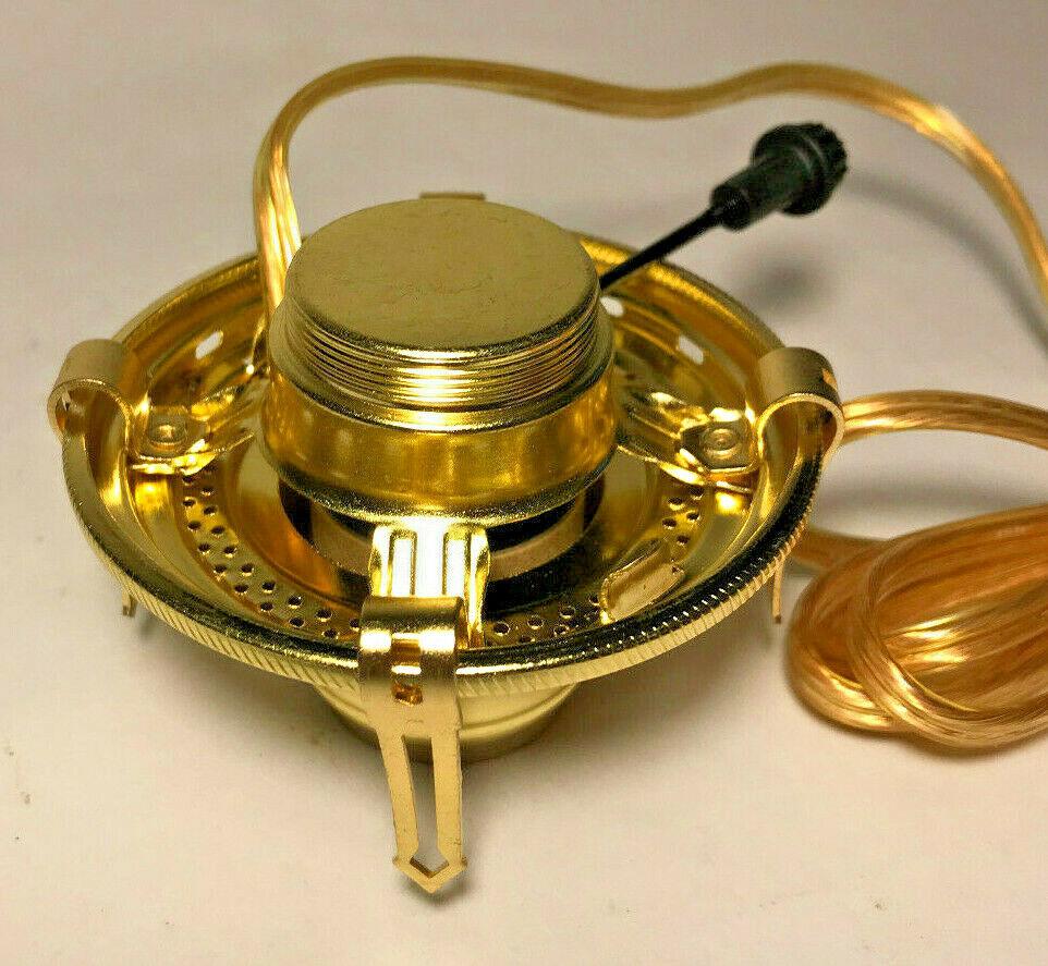 New Solid Brass #2 Queen Anne Electric Lamp Burner With 6 ft. Gold Cord #EB213 - Stone Door Lamps