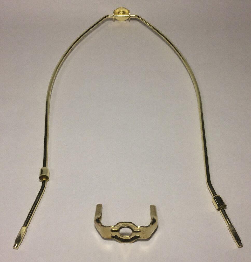 13" Brass Plated Lamp Harp w/ Base Protective Coating, regular weight #HAR65 - Stone Door Lamps