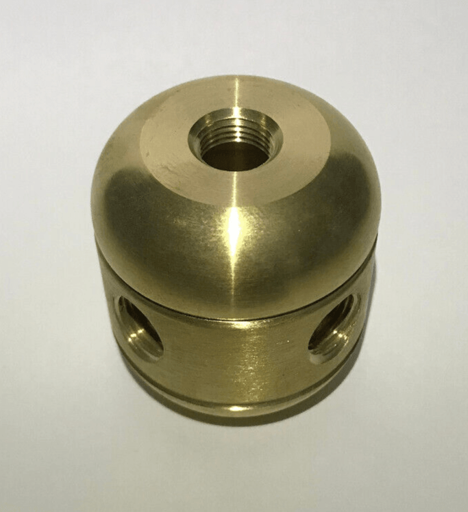New Large Turned Brass 2 Pc. Lamp Cluster Body, 4 Holes, 1/4F Bottom, Unfinished - Stone Door Lamps